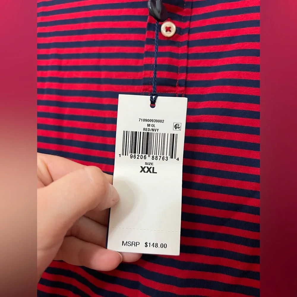 Polo Ralph Lauren Men’s Striped Casual Polo Shirt Size XXL NWT Red and Navy - Picture 4 of 12